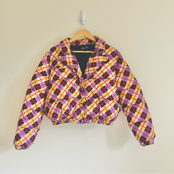dELiA*s Jackets & Blazers - dELiA’s All Hail Me Plaid Puffer Jacket Cropped Purple by Dolls Kill Pockets